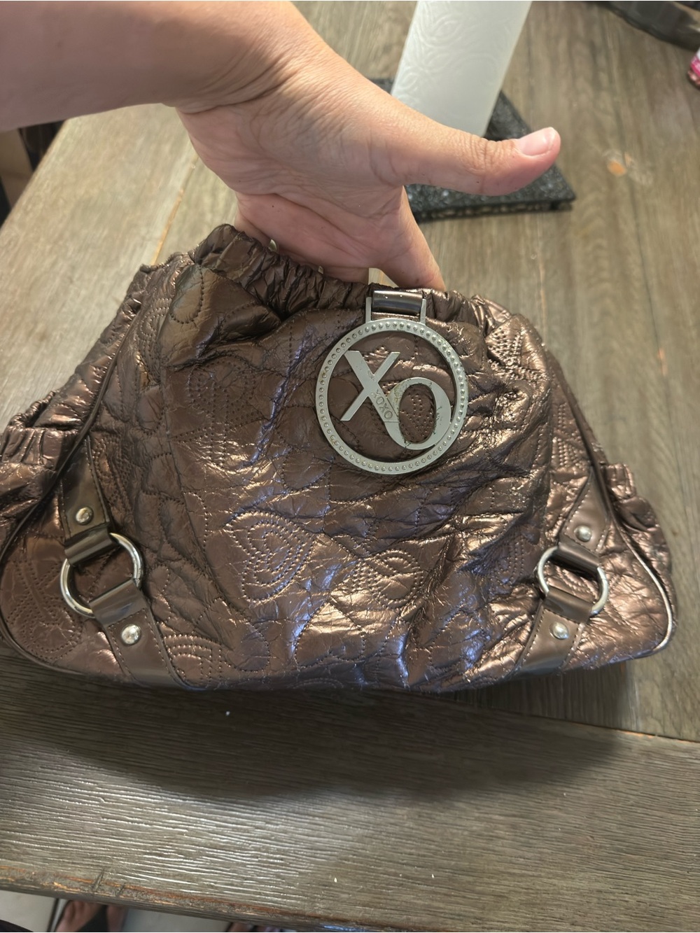 XOXO Metallic Bronze Quilted Shoulder Bag